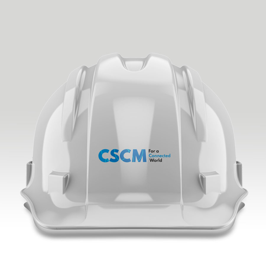 cscm brand design, white safety helmet with brand logo, Align and Pull