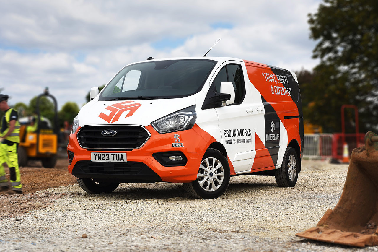 Umberslade van, onsite groundworks van, white van graphics, Align and Pull brand agency Birmingham West Midlands