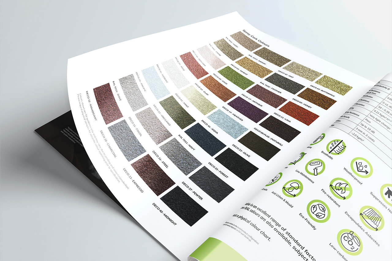 Ecopro Cork Spray Cork brochure swatch colours