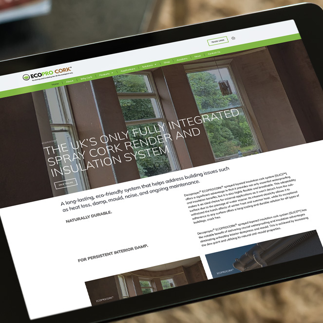 Ecopro Cork Spray Cork website design